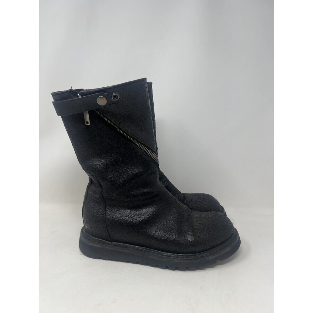 Rick Owens Blistered‎ Leather Spiral Zip Creeper Boots Italy 38.5